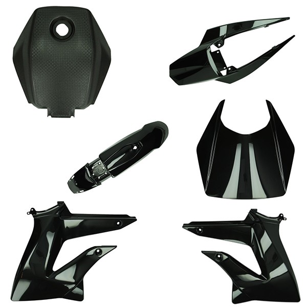 plaatwerkset derbi nt zwart glans 6-delig gilera RCR, gilera SMT, senda