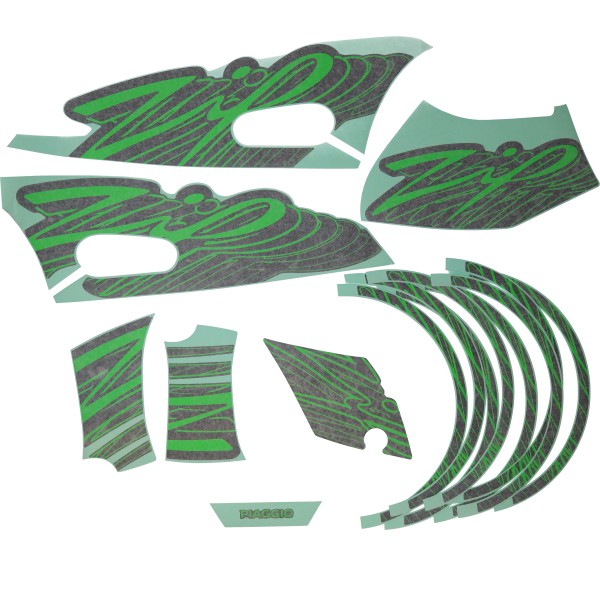 stickerset Piaggio origineel special edition zwart/groen zip 4t [euro5] 2h005871