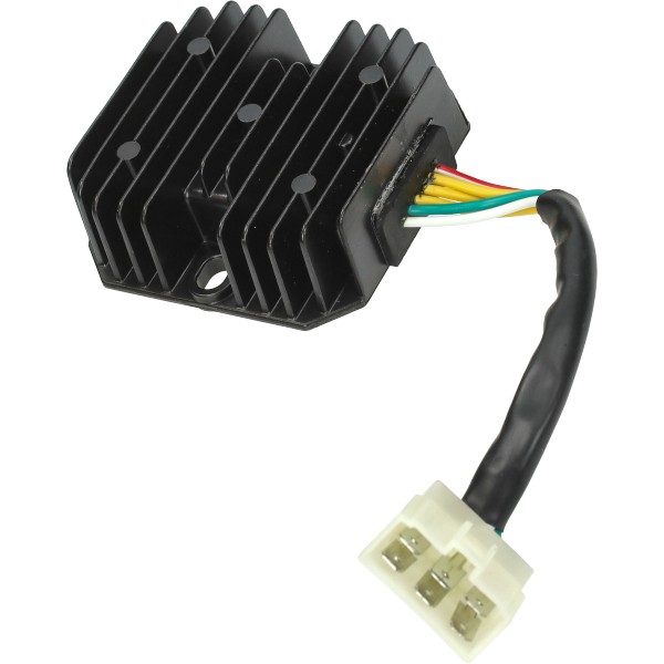 spanningsregelaar 6-polig euro-5 13.8v (voor org. en snel) NIET GESCHIKT VOOR EURO-4 MODELLEN (zip-E4 vespa-E4 en liberty-E4-5) zwart sco piaggio 4t-3v I-get