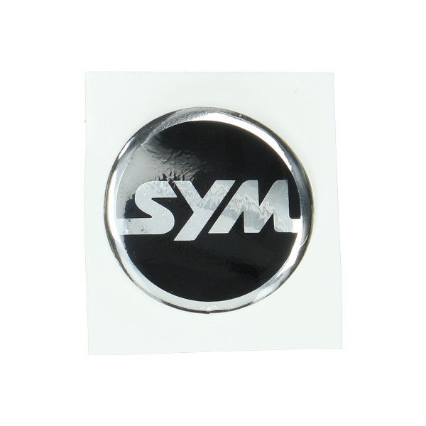 sticker Sym logo rond zwart/chroom