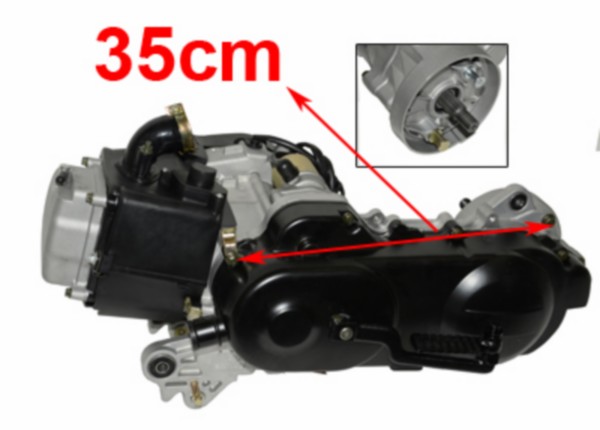 motorblok compleet 10 inch korte as (1x schok) china retro/torino, sco china 4t, sco gy6, v-clic