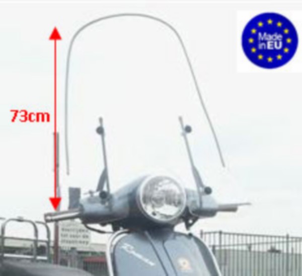 windscherm Regia met bevestigingsset hoog ronde koplamp (made in EU) helder 73cm BTC Riva, china lx/napoli, gts toscana, Momo Morino, vx50