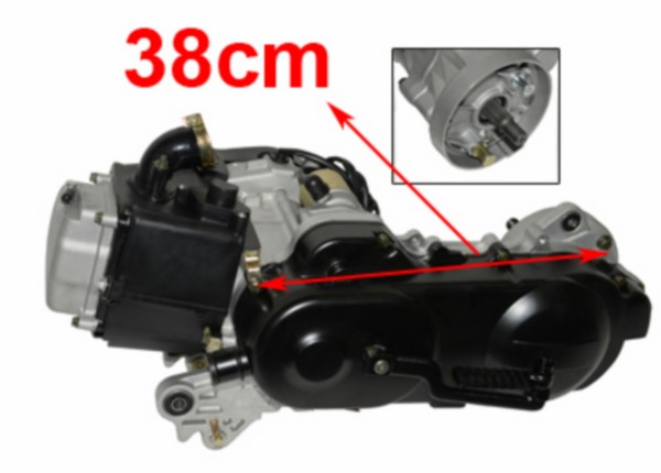 motorblok compleet 12 inch korte as (1x schok) btc, kisbee 4t, sco china 4t, sco gy6