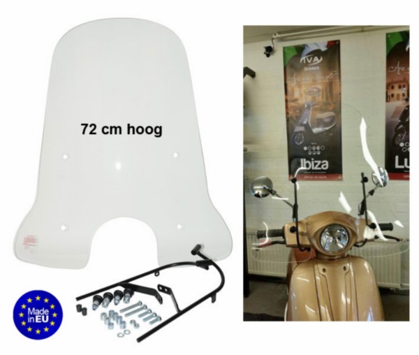 windscherm Regia met bevestigingsset hoog (made in EU) GTS bravo/ iva ibiza/razzo lucca 72cm helder