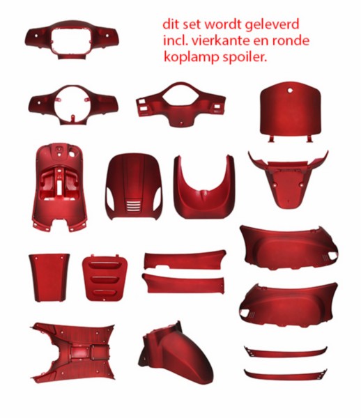 plaatwerkset rood mat 18-delig BTC Roma, china lx/napoli, gts toscana, riva, vespelini, vx50