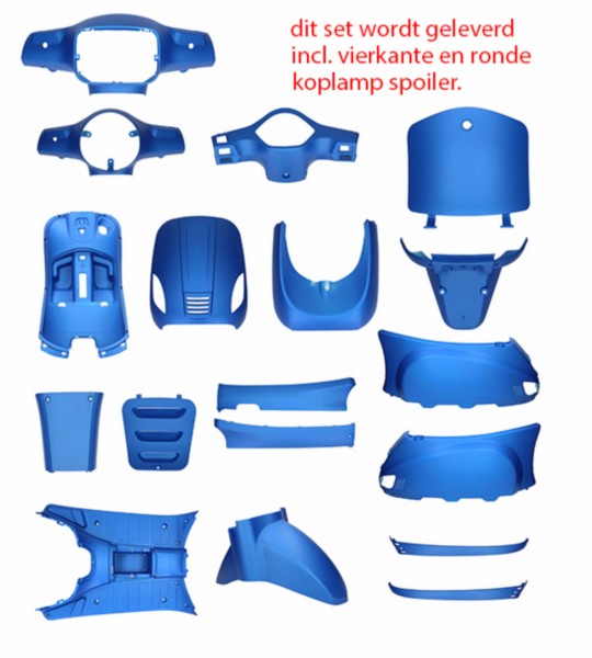 plaatwerkset blauw mat 18-delig BTC Roma, china lx/napoli, gts toscana, riva, vespelini, vx50