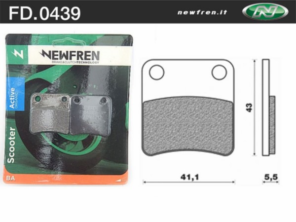 remblokset newfren handrem BMW C sport 650 ie 4T LC (euro 4) va2016, mp3 500cc, mp3-125cc, mp3-250cc, mp3-350cc, beverly, fuoco, gp800, mp3-300cc, mp3-400cc fd0439