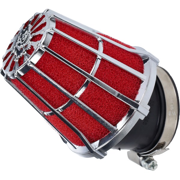 powerfilter malossi E5 48mm rood/chroom runner 125cc 4t, runner 180cc 4t, runner 200cc 043075.k0