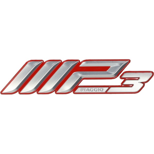 sticker Piaggio origineel woord [mp3] chroom/rood mp3 500cc, mp3-300cc, mp3-350cc, mp3-400cc 2h002530